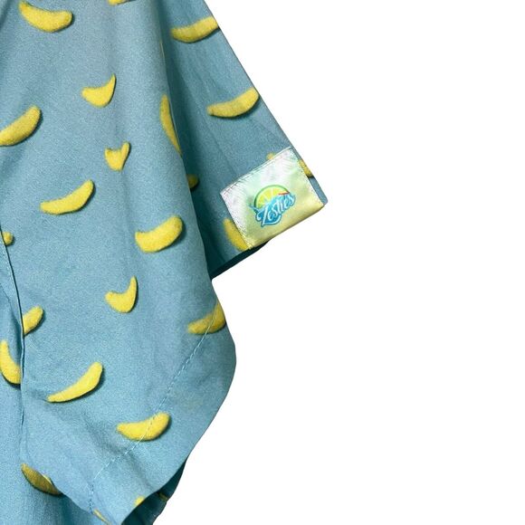 Zesties Size XL Blue Cotton Retro‎ 80s Style Beach Shirt Button Graphic Citrus - Picture 4 of 9